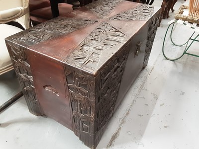 Lot 1122 - Chinese carved camphor wood trunk
