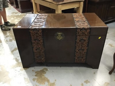 Lot 962 - Chinese carved camphor wood blanket chest