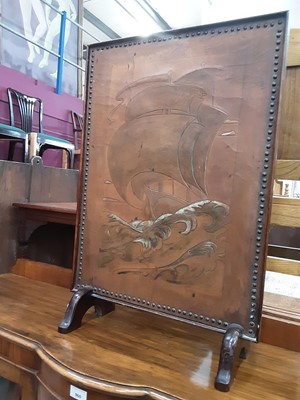 Lot 1127 - Group of mixed furniture to include leather puff, fire screen etc