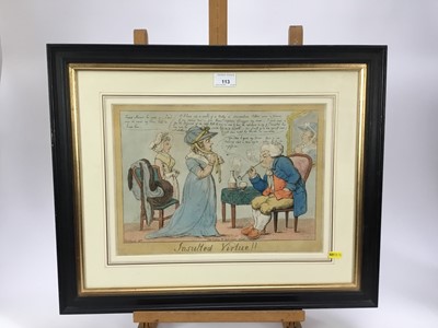 Lot 113 - G.M. Woodward, Insulted Virtue, hand-coloured satirical etching, published 1806 by Rudolph Ackermann, framed and glazed