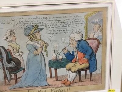 Lot 71 - G.M. Woodward, Insulted Virtue, hand-coloured satirical etching, published 1806 by Rudolph Ackermann, framed and glazed