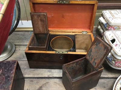 Lot 92 - Georgian rosewood tea caddy together with a money box