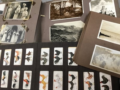Lot 91 - Album of cigarette cards, together with two albums of photographs and postcards