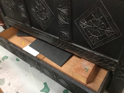 Lot 924 - Antique carved oak coffer with rising top