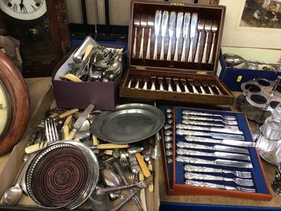 Lot 134 - Silver mounted decanters, plate, cutlery etc
