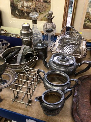 Lot 134 - Silver mounted decanters, plate, cutlery etc