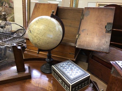 Lot 135 - Letter rack, tray, correspondence box, globe, etc