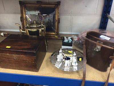 Lot 35 - Lot plated ware, binoculars in case, metalware and sundries