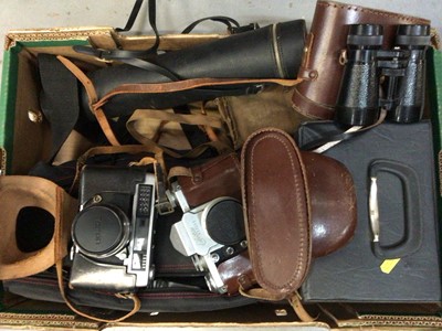 Lot 560 - Edits Reflex vintage camera together with other cameras, binoculars and Soligoe 1:8 400mm lens