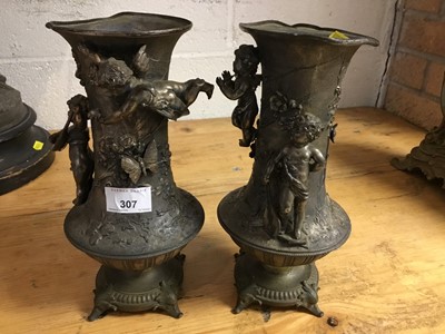 Lot 307 - Pair WMF plated rococo revival vases