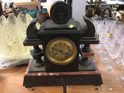 Lot 476 - Victorian black slate mantel clock