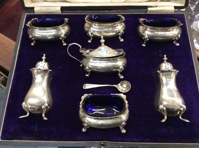 Lot 721 - Silver Walker & Hall cruet set in fitted case