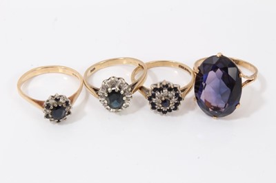 Lot 132 - Four 9ct gold gem set dress rings