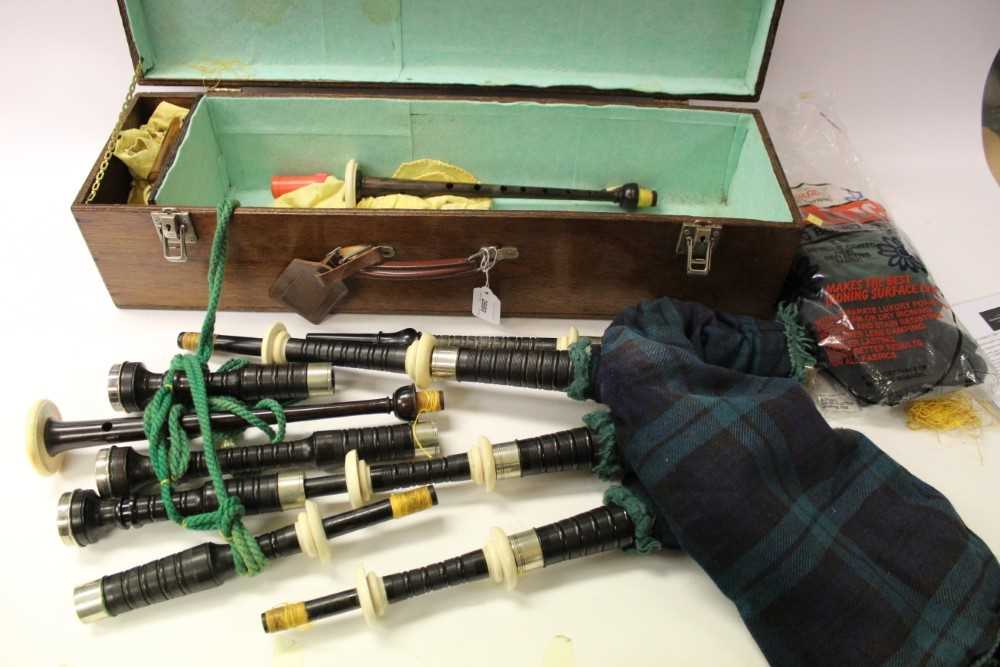 Lot 2680 - Set of Scottish bagpipes in wooden box