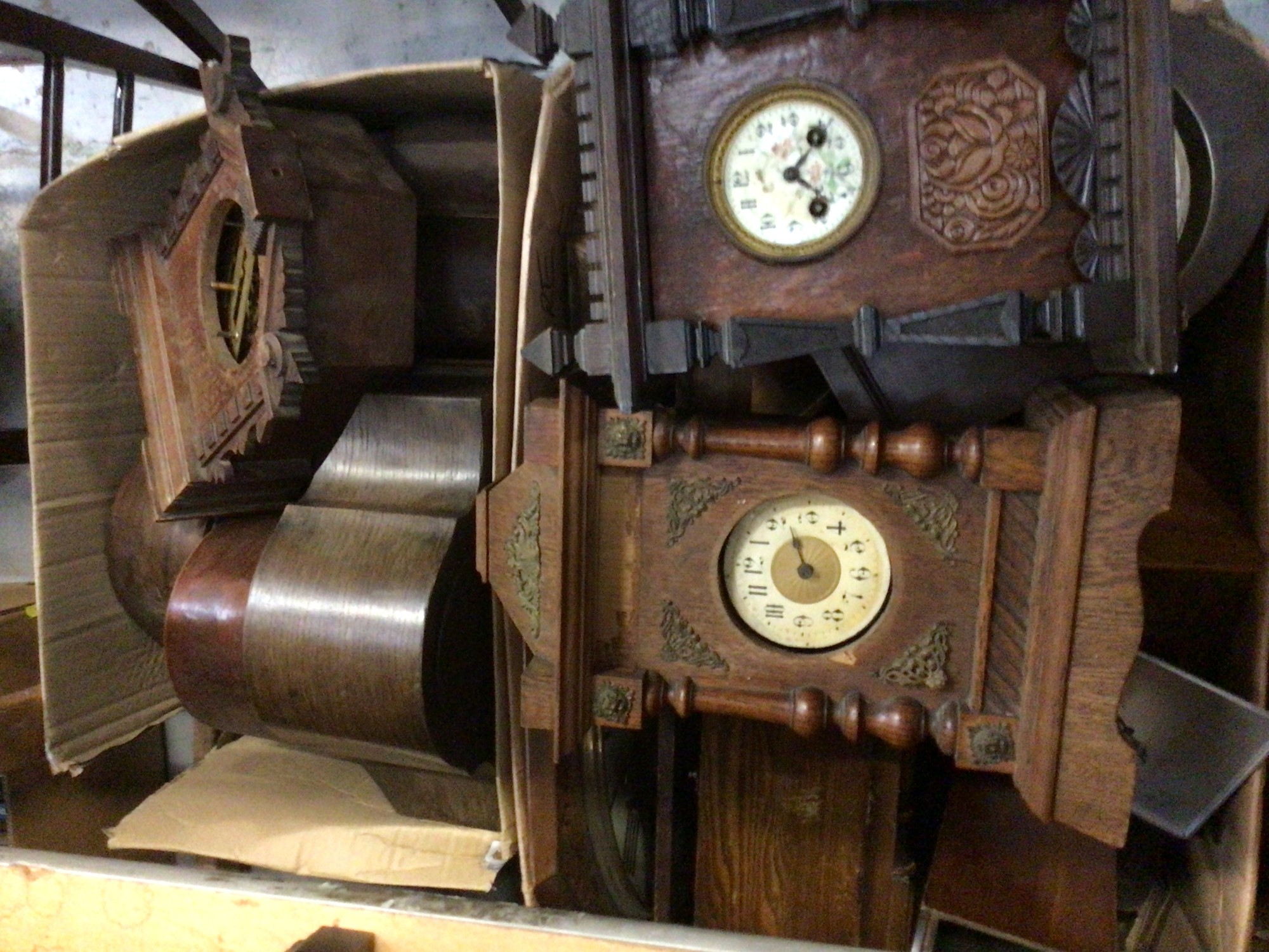 Lot 528 Large selection of wooden mantel clock cases