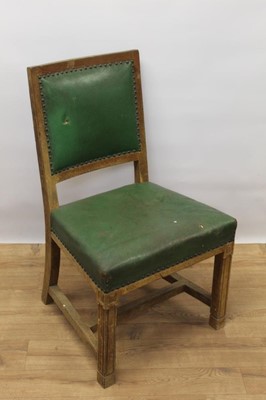 Lot 876 - Early 20th century oak and green stud leather upholstered chair, believed to be from the House of Commons