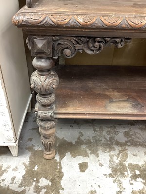 Lot 1390 - Very large Victorian carved oak serving table