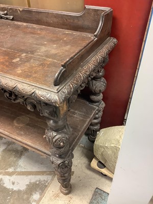 Lot 1390 - Very large Victorian carved oak serving table