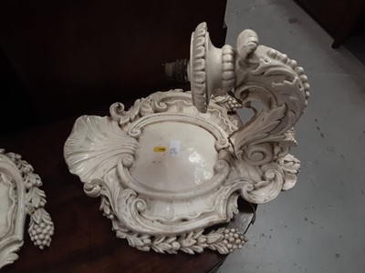 Lot 1160 - Pair of cream painted wall candle brackets