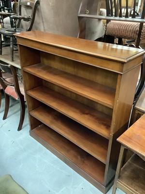 Lot 932 - Two Victorian mahogany dwarf bookshelves and Victorian mahogany side table with two drawers on turned legs (3)