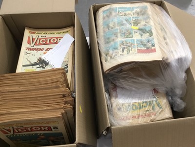 Lot 1593 - Over 300 issues of The Victor comic, from issue 1 1961 to 383 in 1968, together with other 1960s comics