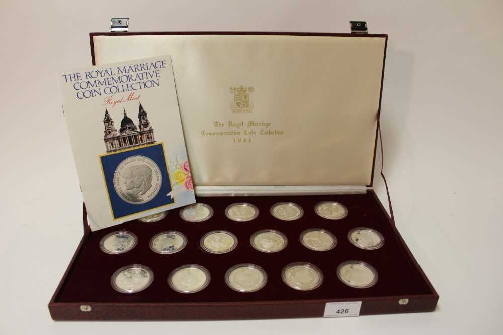 Lot 426 - World - The Royal Mint issued silver sixteen coin set celebrating 'The Royal Marriage' 1981 (In case of issue with certificate of authenticity) 1 coin set.