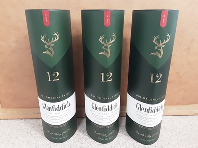 Lot 3 - Three bottles of Glenfiddich 12 year old 70cl single malt scotch whisky, in original boxes