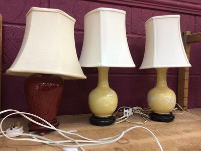 Lot 505 - Pair of Chinese style table lamps and one other (3)