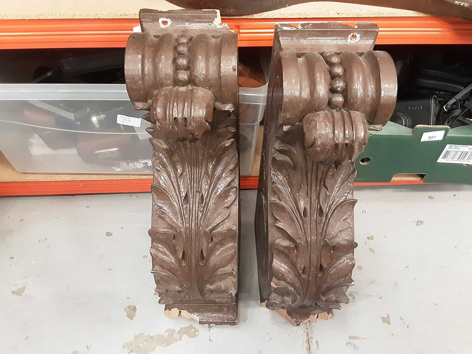Lot 1119 - Large pair of carved wood corbels
