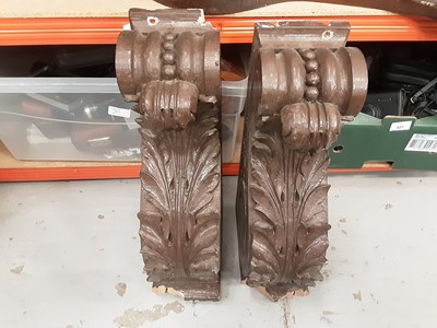 Lot 368 - Large pair of carved wood corbels