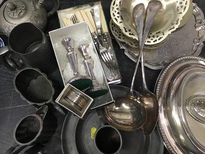 Lot 178 - Silver plated wares and antique pewter
