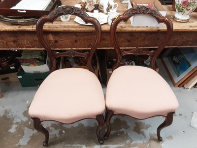Lot 1137 - Set of Six Victorian carved Balloon back dining chairs