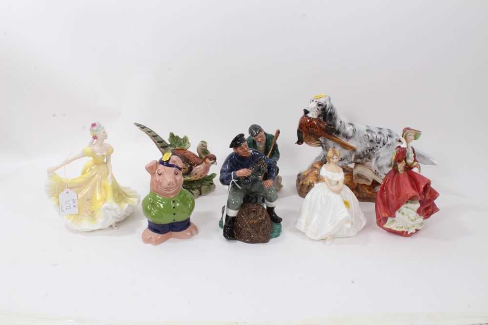 Lot 1172 - Seven Royal Doulton Figures, Wade Cousin Wesley figure (8)