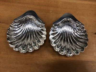 Lot 702 - Pair of sterling silver scallop shell dishes, Sheffield 1898