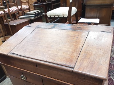 Lot 1046 - Antique mahogany writing slope with drawers to the interior, 95cm wide, 60cm deep, 24.5cm high