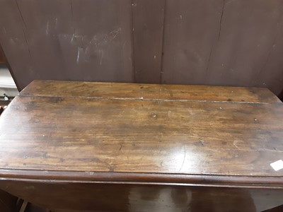 Lot 1054 - Antique oak drop leaf table on square legs, 89cm wide