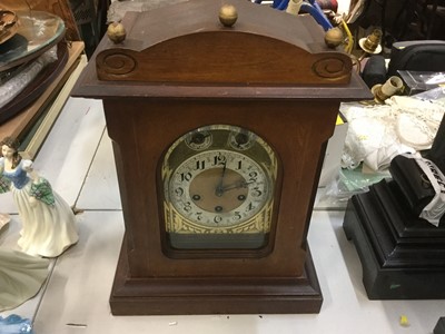 Lot 483 - Victorian black slate mantel clock together with an Edwardian mantel clock (2)