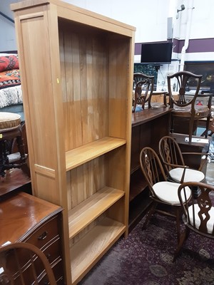 Lot 1060 - Light oak bookcase with adjustable shelves, 95cm wide, 30cm deep, 201cm high