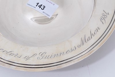 Lot 143 - Contemporary silver Armada dish, engraved 'Bob and Joan from the Directors of Guinness Mahon 1984', London 1984, maker Mappin & Webb, 19.5cm diameter