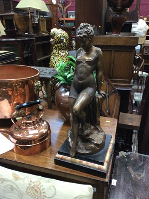 Lot 259 - Bronze of young woman in swimming costume - signed Louis Martin on slate and marble socle
