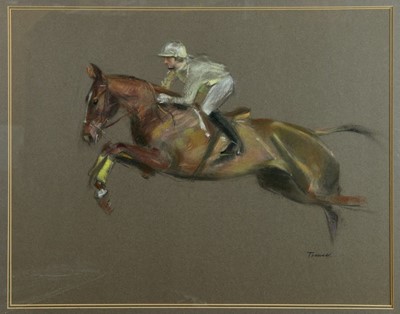 Lot 998 - *Jonathan Trowell (1938-2013) pastel - “Eventer”, signed, in glazed frame