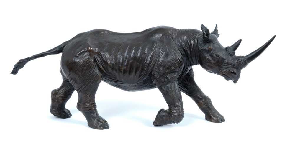 Lot 861 - James Osborne (1940-1992) limited edition bronze sculpture of a Rhinoceros, 56/1000