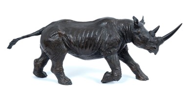 Lot 259 - James Osborne (1940-1992) limited edition bronze sculpture of a Rhinoceros, 56/1000
