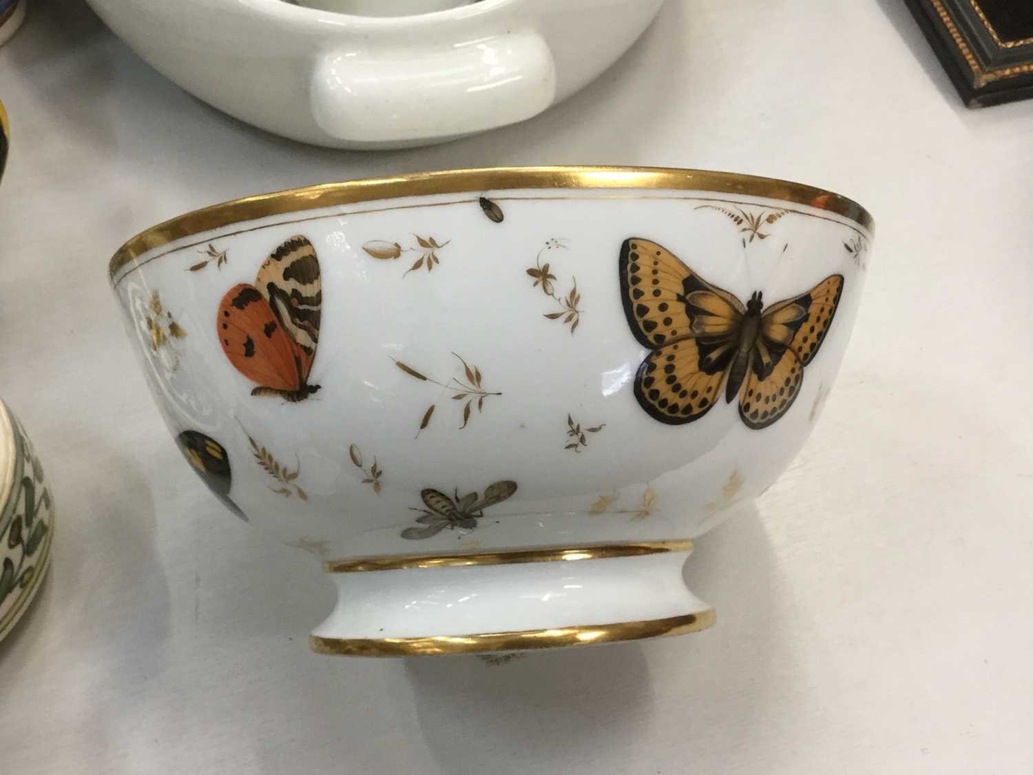 Lot 470 - Early 19th century French (possibly Paris) porcelain bowl decorated with insects and butterflies