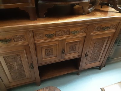 Lot 1086 - Late Victorian/Edwardian carved walnut sideboard with three drawers and four carved panelled doors below, 152cm wide, 48cm deep, 95cm high