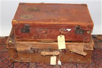 Lot 1493 - Vintage luggage - two leather suitcases - both...