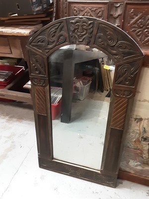 Lot 1111 - Two 18th century oak hanging corner cupboards and carved oak framed mirror