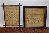 Lot 1494 - Two Victorian needlework samplers in glazed...