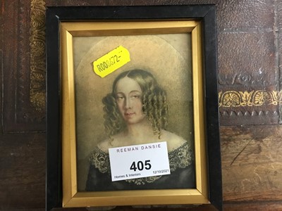 Lot 405 - Victorian miniature portrait of Martha Carey of Guernsey 1851 - inscribed on reverse