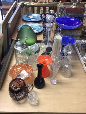 Lot 450 - Selection of coloured cut glassware and other glassware